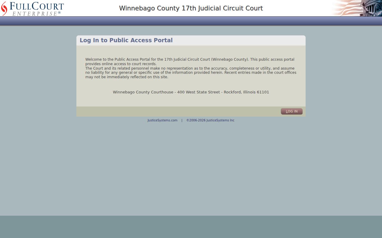 Winnebago County criminal case FullCourt search portal