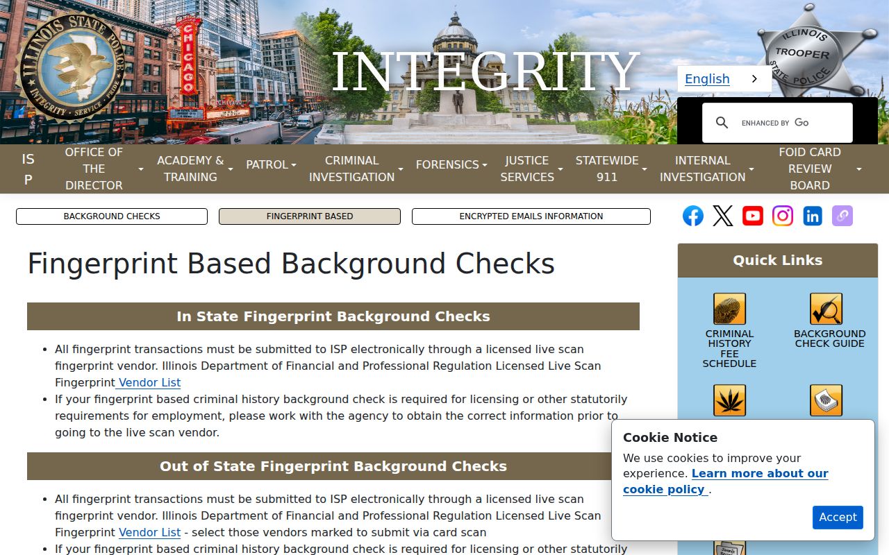 Illinois fingerprint review for Winnebago County criminal record clearing