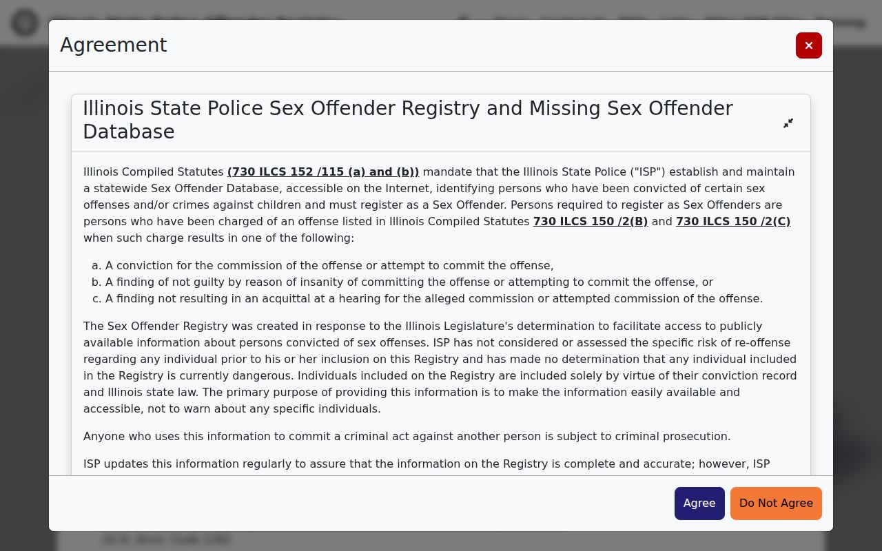 Illinois offender registry records for Winnebago County