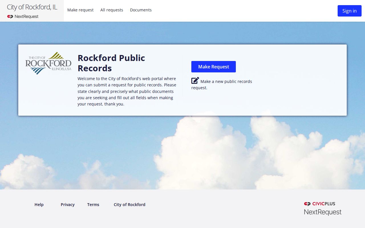 Rockford criminal history NextRequest records portal